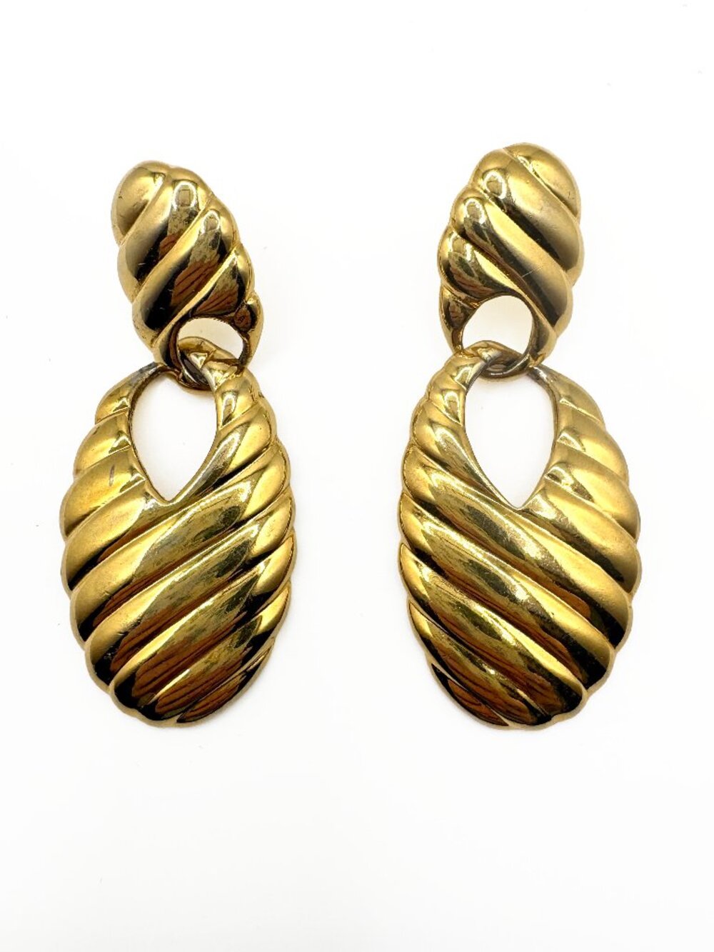Edwin Pearl Vintage Gold Tone Statement Earrings